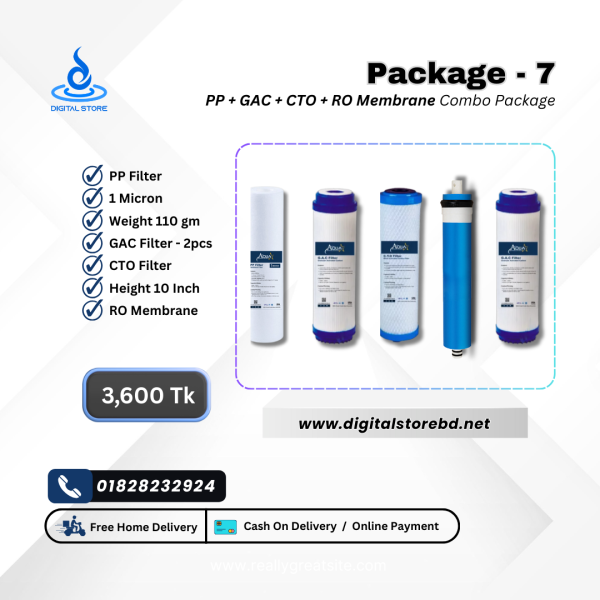 Combo Package 7 - 10" PP (120gm) + GAC + CTO + RO Membrane